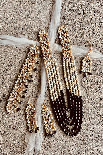 KOH-E-GEM | JEWELLERY | ETHEREAL PEARL CASCADE SET - BLACK