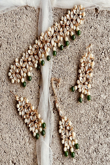 KOH-E-GEM | JEWELLERY | ETHEREAL PEARL CASCADE SET - GREEN