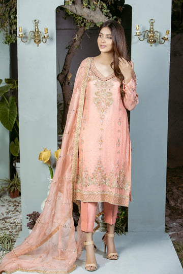 MAHNOOR MUJTABA | FORMALS | FLORAL PEACH