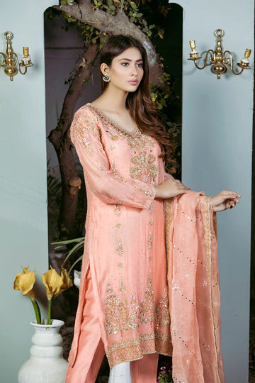 MAHNOOR MUJTABA | FORMALS | FLORAL PEACH