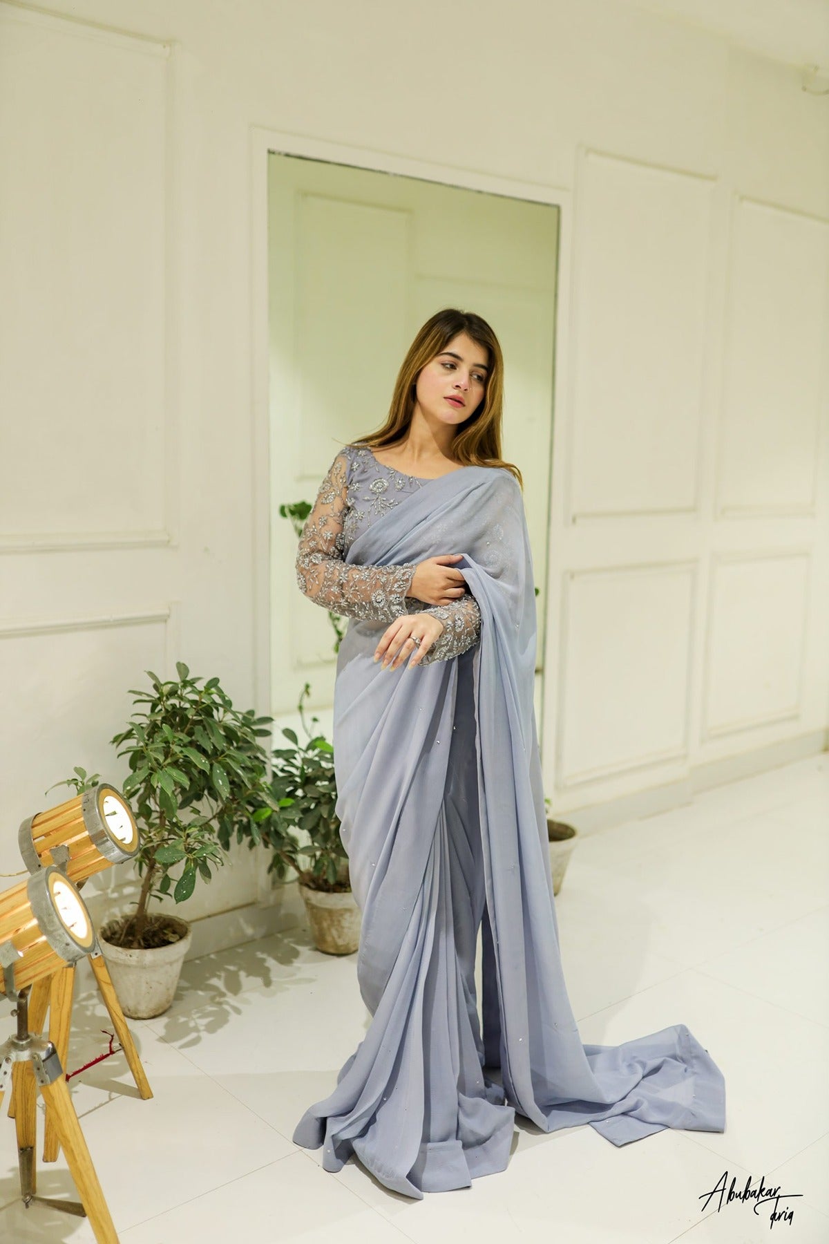 SAAD IBRAHIM | SAREES | GREY EMBELLISHED SAREE