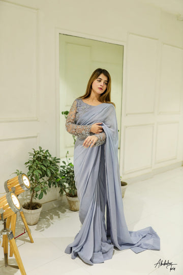 SAAD IBRAHIM | SAREES | GREY EMBELLISHED SAREE