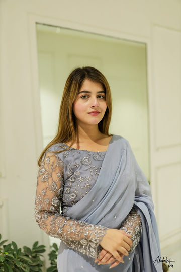 SAAD IBRAHIM | SAREES | GREY EMBELLISHED SAREE