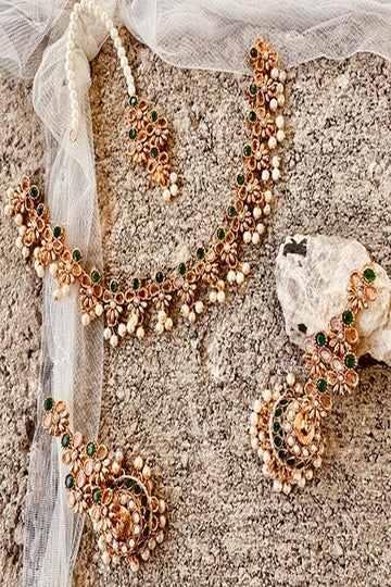KOH-E-GEM | JEWELLERY | GLEAM & GRACE NECKLACE SET - GREEN