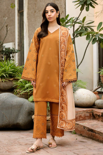 FARASHA | SUMMER WEAVES EMBROIDERED LAWN'25 | GOLDEN DUSK