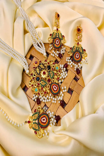 RAWAYAT | JEWELLERY | HENNA RANI MALA SET (NAURATEEN)