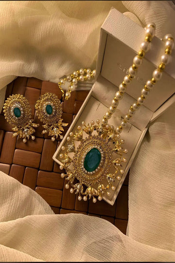 RAWAYAT | JEWELLERY | HANINA LOCKET SET (GREEN)