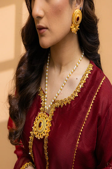 RAWAYAT | JEWELLERY | HANINA LOCKET SET (MAROON)
