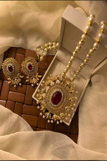 RAWAYAT | JEWELLERY | HANINA LOCKET SET (MAROON)