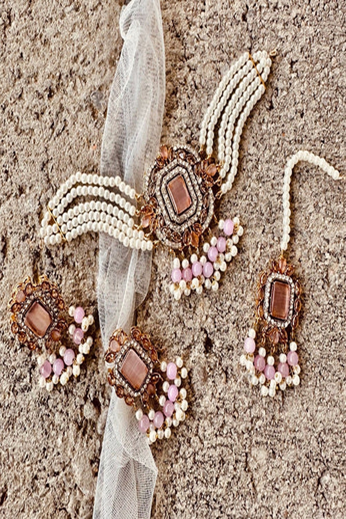 KOH-E-GEM | JEWELLERY | HOOR CHOKER SET - PINK