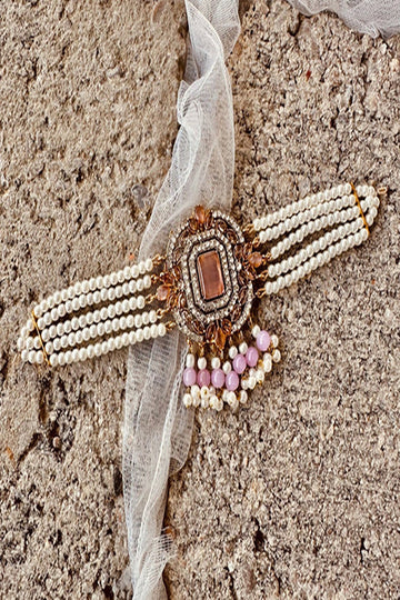 KOH-E-GEM | JEWELLERY | HOOR CHOKER SET - PINK
