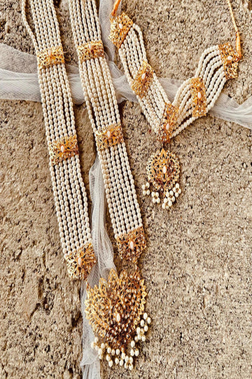 KOH-E-GEM | JEWELLERY | HYDERABADI WHITE PEARL GRACE BRIDAL SET