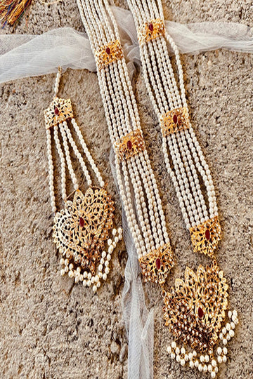 KOH-E-GEM | JEWELLERY | HYDERABADI MAROON ELEGANCE BRIDAL SET