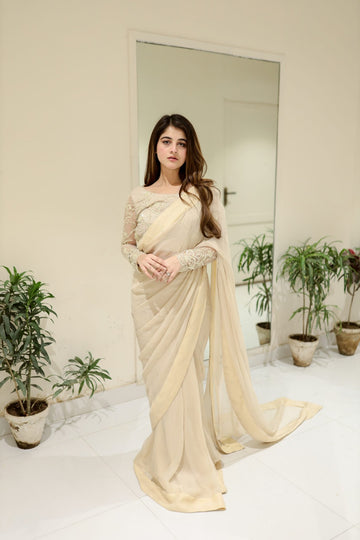 SAAD IBRAHIM | SAREES | IVORY EMBELLISHED SAREE