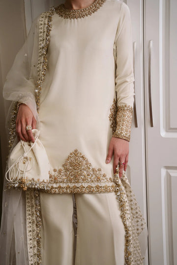 ZAIB | THE PRIVATE COLLECTION | IVORY LUXURY VELVET COUTURE (NPA3-25460)
