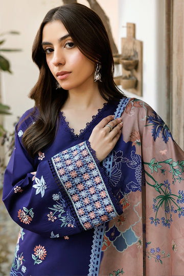 FARASHA | SUMMER WEAVES EMBROIDERED LAWN'25 | INDIGO GLOW