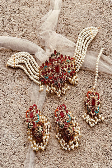 KOH-E-GEM | JEWELLERY | IRIS CHOKER SET - MULTI RUBY