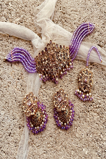 KOH-E-GEM | JEWELLERY | IRIS CHOKER SET - PURPLE