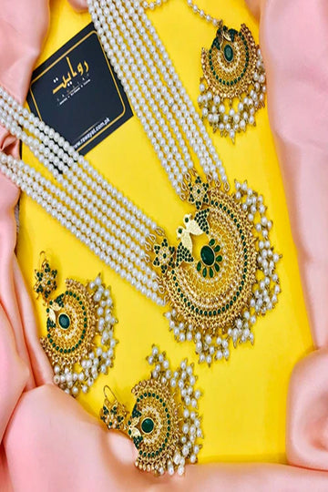 RAWAYAT | JEWELLERY | JAZMINE RANI MALA SET (GREEN)