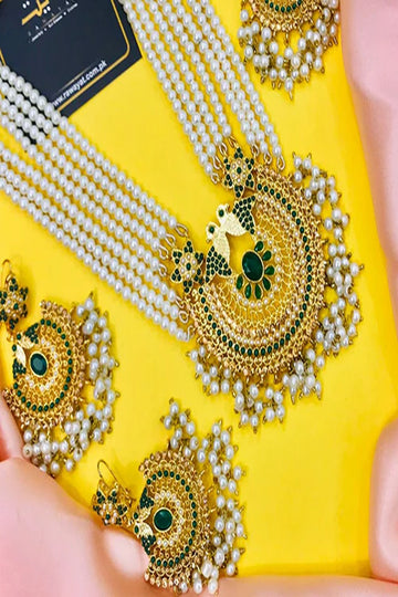 RAWAYAT | JEWELLERY | JAZMINE RANI MALA SET (GREEN)