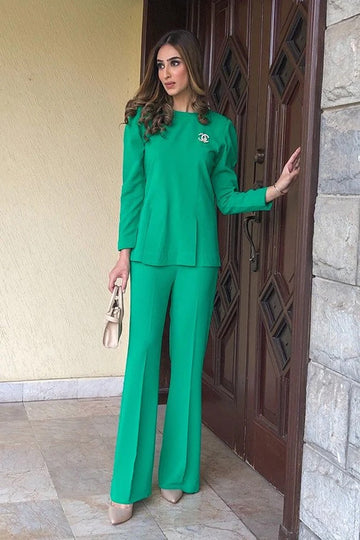 MAHNOOR MUJTABA | RESORT COLLECTION | KELLY GREEN SET