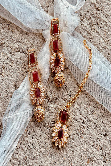 KOH-E-GEM | JEWELLERY | LINEAR LUXE MALAA SET – MAROON
