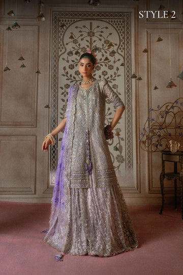 AIK | WEDDING FESTIVE '26 - VOL.2 | LOOK B2609 | STYLE 02 | OPEN FRONT SHIRT WITH CRUSHED SHARARA