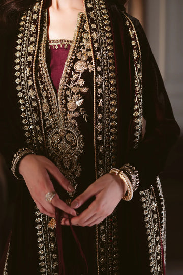 ZAIB | THE PRIVATE COLLECTION | MAROON LUXURY VELVET COUTURE (NPA3-25459)
