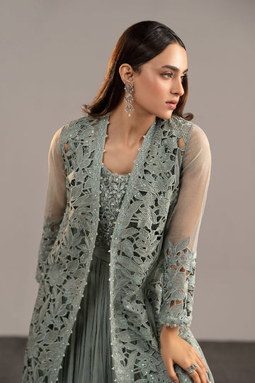 MARIA B | EID COLLECTION FORMALS | 3 PIECE EMBROIDERED RAW SILK SUIT | MGL-EF26-01-ICE BLUE