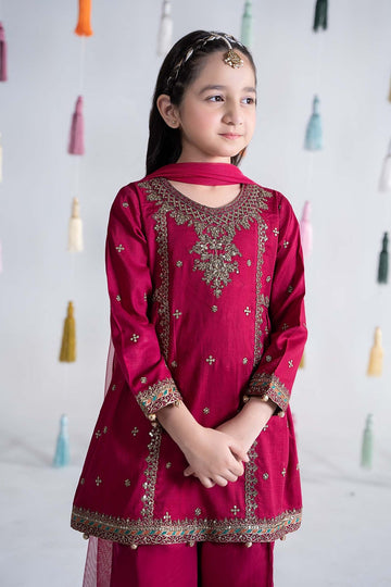 MARIA B | KIDSWEAR | DYED DOBBY LAWN SUIT | MKD-EA24-17