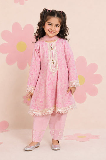MARIA B | KIDS | GIRLS | PLAY HOUSE STORIES | 3 PIECE EMBROIDERED LAWN SUIT | MKD-EA25-07R1-PINK