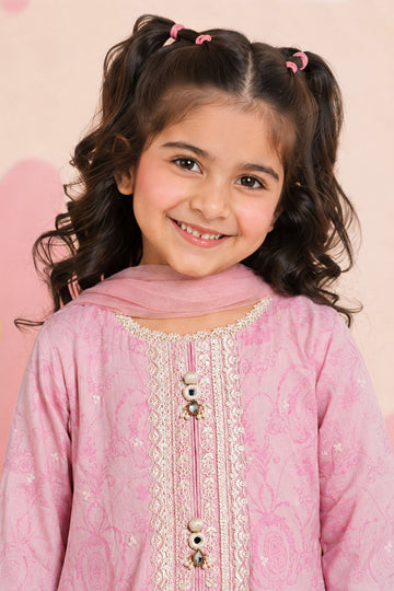 MARIA B | KIDS | GIRLS | PLAY HOUSE STORIES | 3 PIECE EMBROIDERED LAWN SUIT | MKD-EA25-07R1-PINK