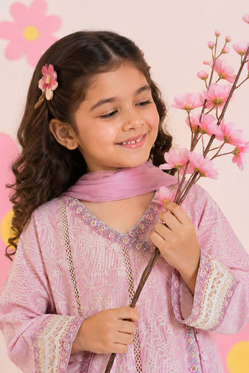 MARIA B | KIDS | GIRLS | PLAY HOUSE STORIES | 3 PIECE EMBROIDERED LAWN SUIT | MKD-EA26-11-PINK
