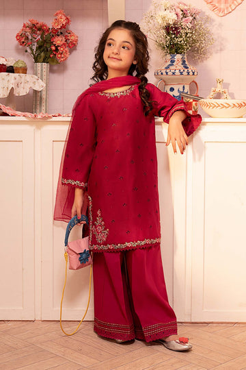 MARIA B | KIDS | GIRLS | PLAY HOUSE STORIES | 3 PIECE EMBROIDERED LAWN SUIT | MKD-PF25-04R1-MAGENTA