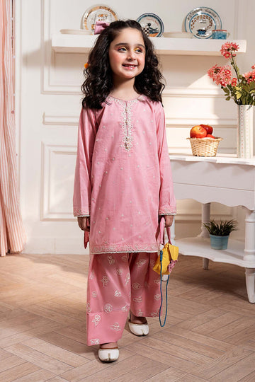 MARIA B | KIDS | GIRLS | PLAY HOUSE STORIES | 2 PIECE EMBROIDERED DOBBY LAWN SUIT | MKD-PF26-01-PINK