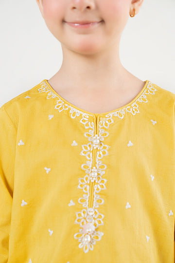 MARIA B | KIDS | GIRLS | PLAY HOUSE STORIES | 2 PIECE EMBROIDERED DOBBY LAWN SUIT | MKD-PF26-01-YELLOW