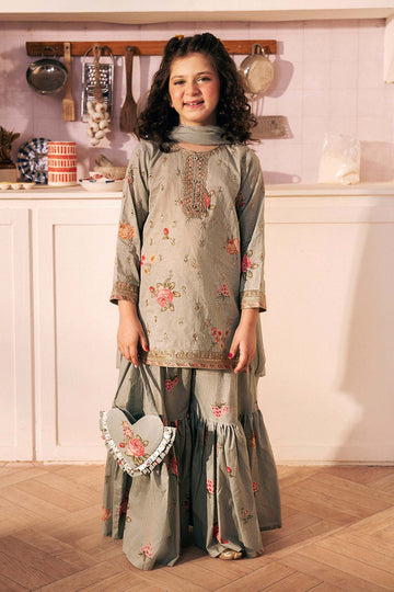 MARIA B | KIDS | GIRLS | PLAY HOUSE STORIES | 3 PIECE EMBROIDERED LAWN SUIT | MKD-PF26-06-LIGHT GREEN
