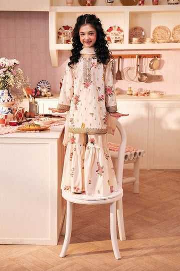 MARIA B | KIDS | GIRLS | PLAY HOUSE STORIES | 3 PIECE EMBROIDERED LAWN SUIT | MKD-PF26-06-OFF WHITE