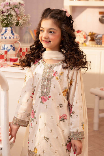 MARIA B | KIDS | GIRLS | PLAY HOUSE STORIES | 3 PIECE EMBROIDERED LAWN SUIT | MKD-PF26-06-OFF WHITE
