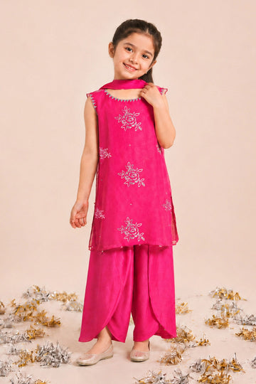 MARIA B | KIDS | GIRLS | PLAY HOUSE STORIES | 3 PIECE EMBROIDERED ORGANZA SUIT | MKS-EA26-03-PINK