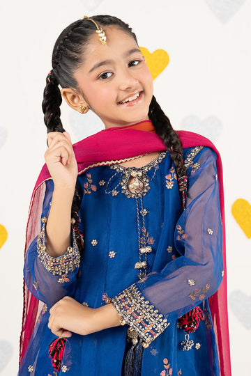 MARIA B | KIDS | GIRLS | PLAY HOUSE STORIES | 3 PIECE EMBROIDERED ORGANZA SUIT | MKS-PF26-03-BLUE