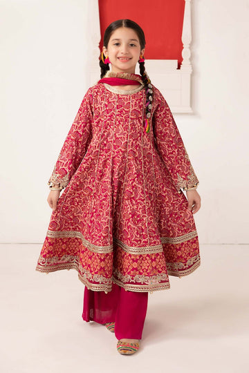 MARIA B | KIDSWEAR | PRINTED RAW SILK SUIT | MKS-EA24-05