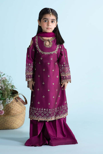 MARIA B | KIDSWEAR | EMBROIDERED COTTON SILK SUIT | MKS-EA24-13