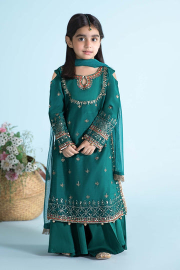 MARIA B | KIDSWEAR | EMBROIDERED COTTON SILK SUIT | MKS-EA24-13