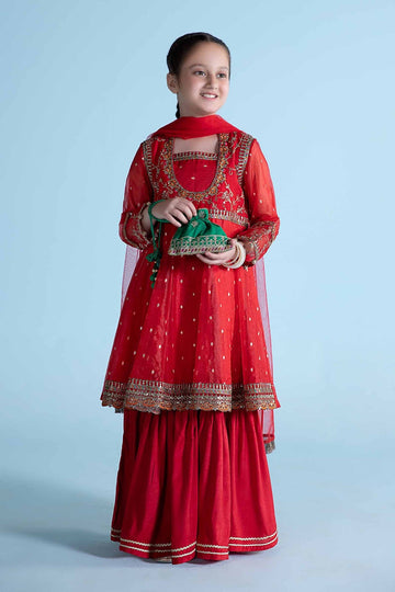 MARIA B | KIDSWEAR | EMBROIDERED LUREX ORGANZA SUIT | MKS-EA24-14