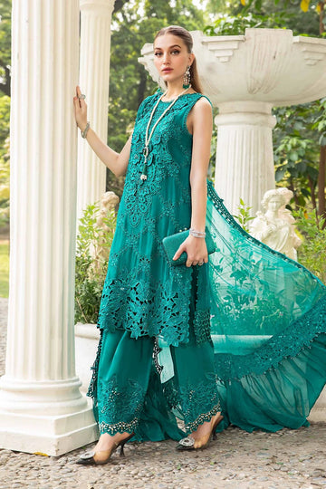 MARIA B | EMBROIDERED CHIFFON SUIT | MPC-24-105 | SHORT