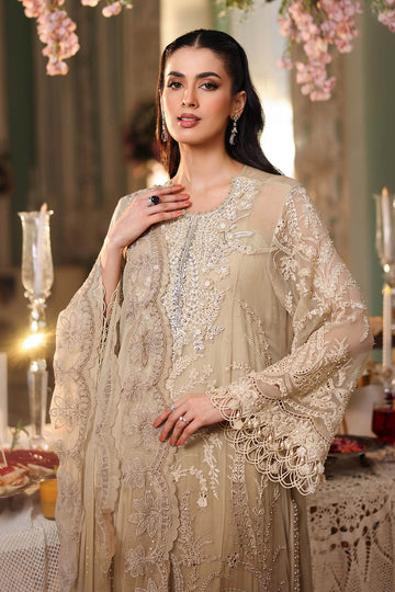 MARIA B | CHIFFON'26 | EMBROIDERED CHIFFON SUIT | MPC-26-103-OLIVE GOLD