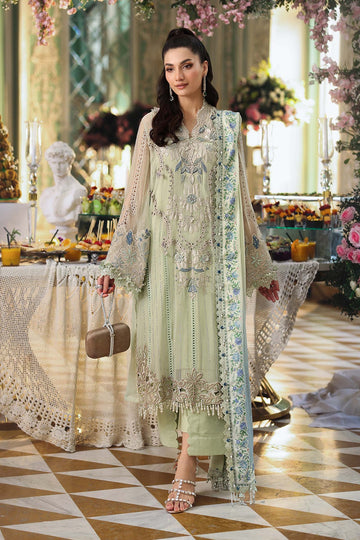 MARIA B | CHIFFON'26 | EMBROIDERED CHIFFON SUIT | MPC-26-105-PISTACHIO GREEN