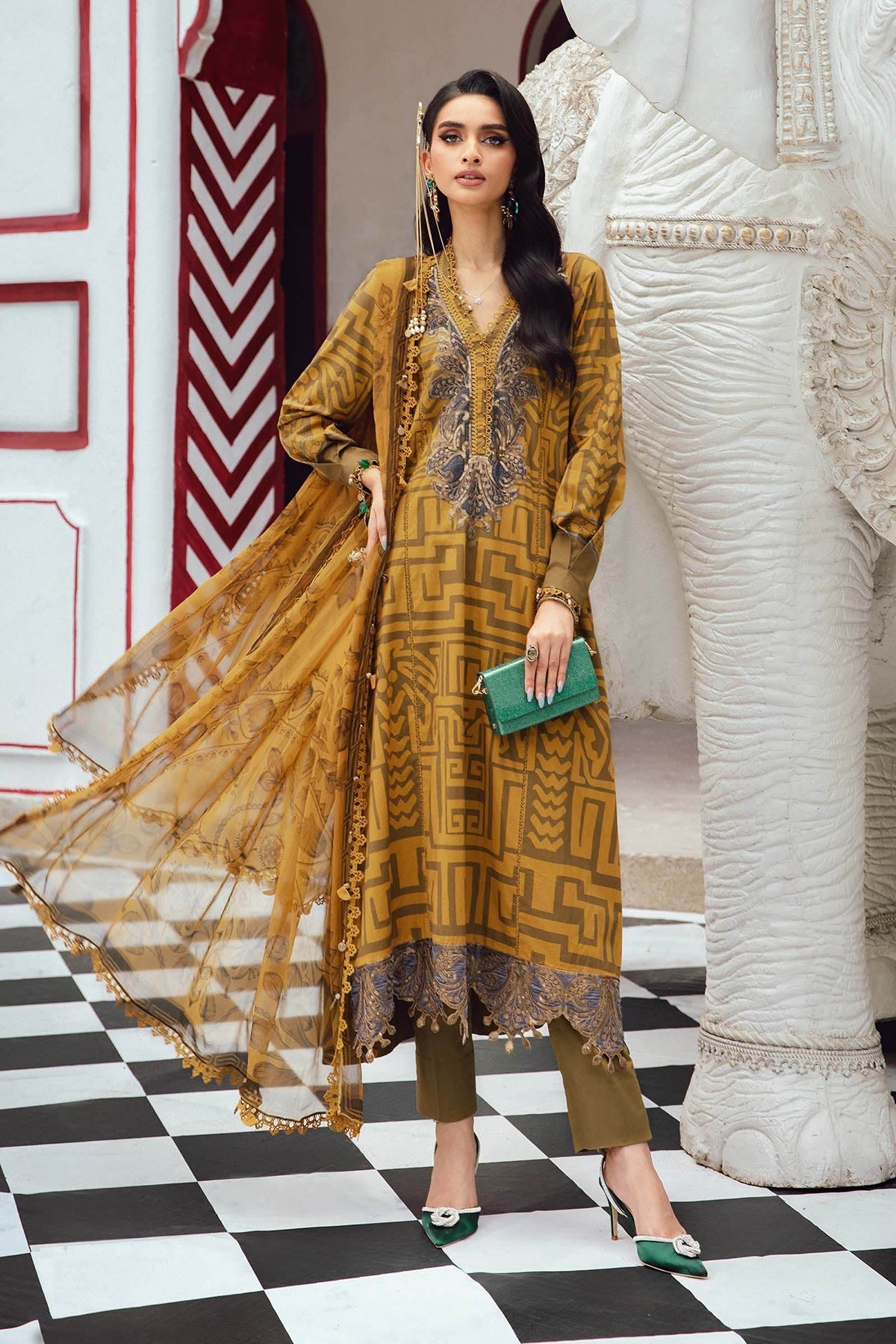 MARIA B | M.PRINTS | EMBROIDERED CAMBRIC SUIT | MPT-2703-A