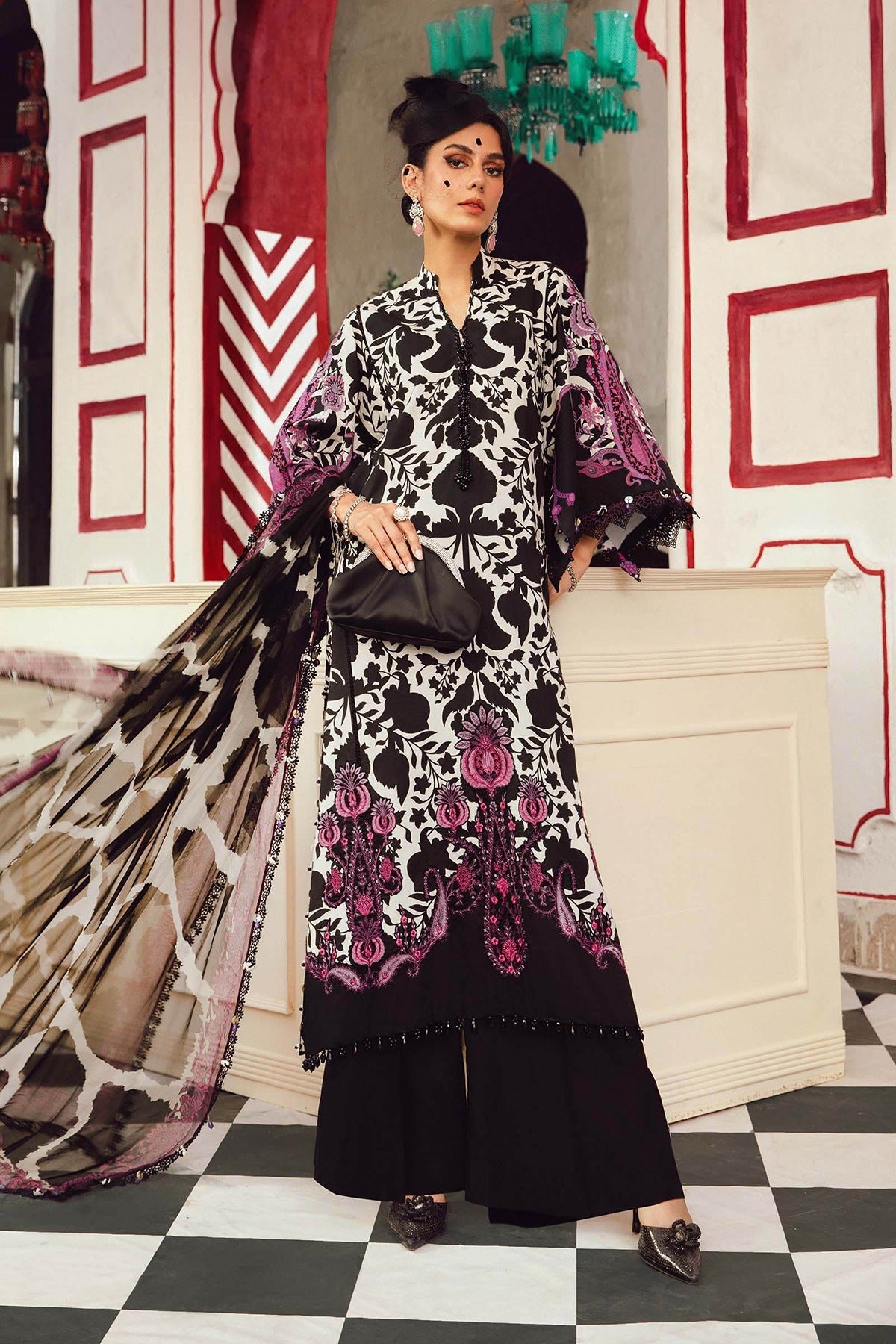 MARIA B | M.PRINTS | EMBROIDERED CAMBRIC SUIT | MPT-2704-B